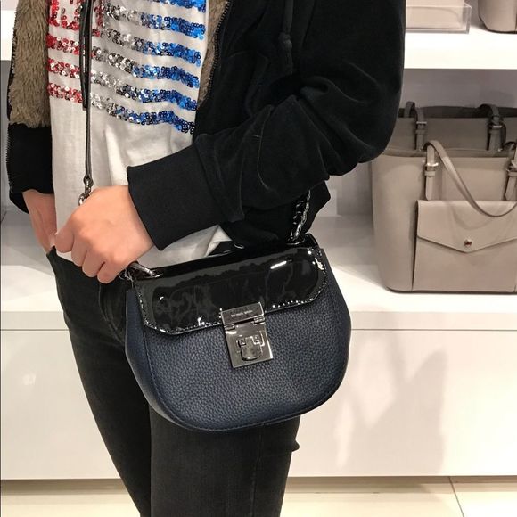 NWT MICHAEL KORS CECELIA LEATHER SADDLE CROSSBODY BAG - Picture 2 of 4